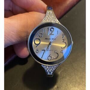 Women's 32mm Alberto Fioro Silver Tone Watch with Crystal Accents